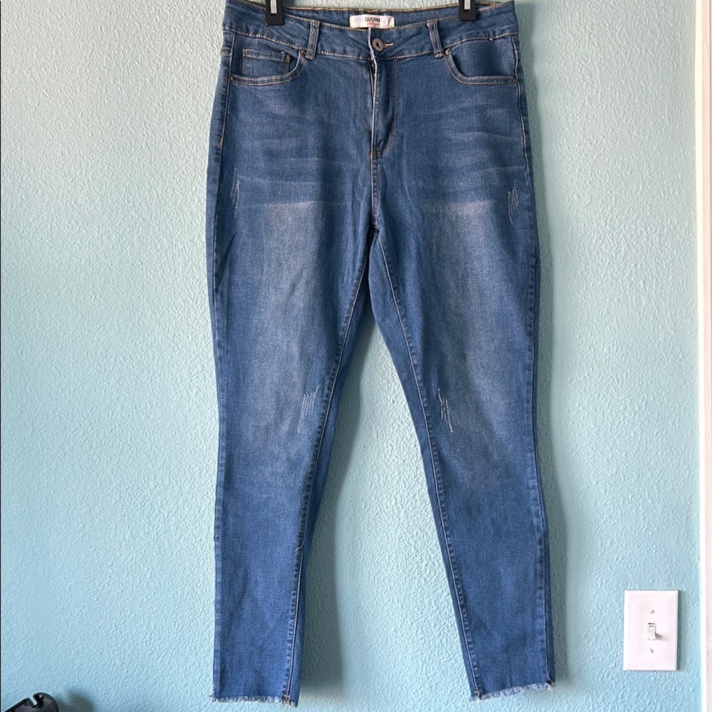 EUC California Vintage High Rise Blue Skinny Jeans with Stretch Size 14